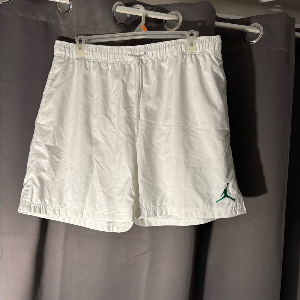 Jordan White Shorts with Red Accent